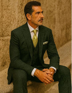 Stacy Adams Suit Mens Forrest Green Suit Vested 3 Piece Suit