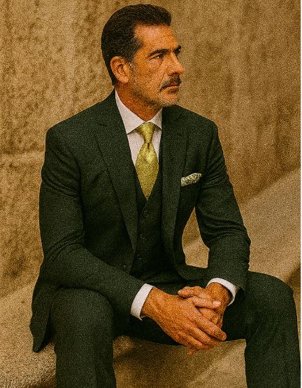 Stacy Adams Suit Mens Forrest Green Suit Vested 3 Piece Suit