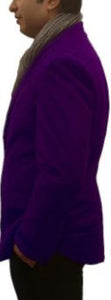 Single-Breasted Fully Lined Men's 2 Btn Notch Collar Velvet Purple