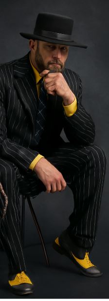 Men's Black and Gold Stripe Long Zoot Suit - Image 5