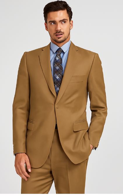 Men'S Camel ~ Khaki 2-Button 2 Piece Suits - Two Piece Business Suits Suit