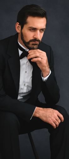 Mens Classic Black Tail Tuxedo with White Vest