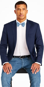 Men'S Navy Solid 2 Button Linen Classic Fit Sport Coat Blazer