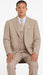 Mens Three Piece Suit - Vested Suit Mens Tan ~ Beige 3 Button Dress Ticket Pocket Suits