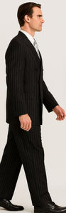 Men'S Black With White Stripe Double Breasted Suit