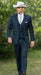 2 Button Vested Satin Trim Lapel Cowboy Tuxedo in Navy