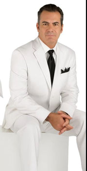  3 Button Regular Fit White Suit