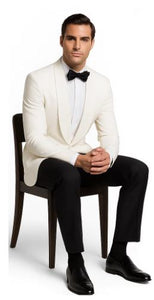 White Pure Dinner Shawl Collar Jacket Blazer & Sport Coat