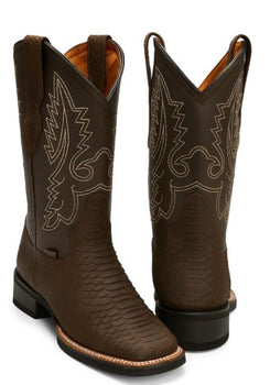 Square Toe Cowboy Boots Snakeskin Print