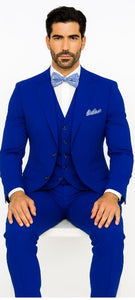 Poplin Fabric Pacelli 3pc Royal Blue Suit 