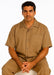 New Mens 2pc Walking Suit Short Sleeve Casual Shirt and Pants Set - Tan