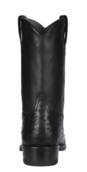 Los Altos Boots Men's Ostrich Roper Western Boots Black