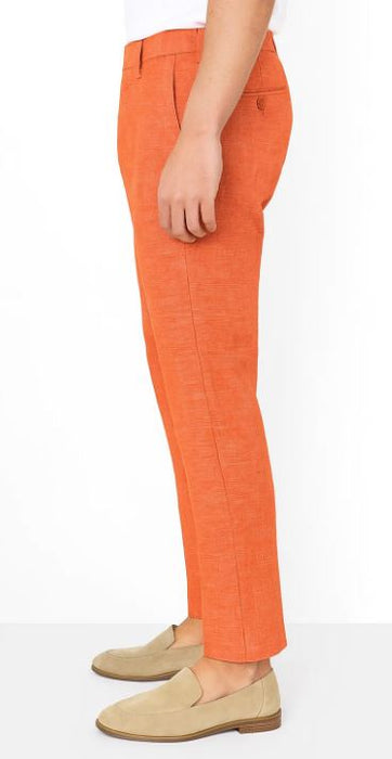 Linen Flat Front Pants Tangy Orange