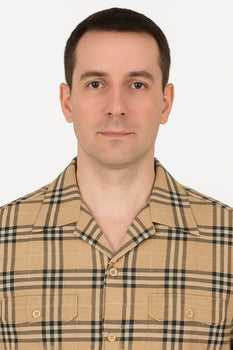 Men’s Beige Checkered Casual Shirt – Short Sleeve Comfort Fit