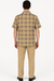 Men’s Beige Checkered Casual Shirt – Short Sleeve Comfort Fit