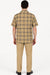 Men’s Beige Checkered Casual Shirt – Short Sleeve Comfort Fit