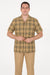 Men’s Beige Checkered Casual Shirt – Short Sleeve Comfort Fit