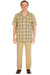 Men’s Beige Checkered Casual Shirt – Short Sleeve Comfort Fit