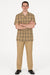 Men’s Beige Checkered Casual Shirt – Short Sleeve Comfort Fit