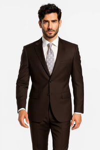 2 Button Vented without pleat fFat Front Pants Business ~ Wedding 2 piece Modern Fit Suits Side Vented 2 Piece Cheap Priced Business Suits Clearance Sale For Men 47815-8-2BV-NP Brown - Image 2