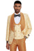 Mens Slim Fit Vested Wedding Prom Shawl Lapel Paisley Tuxedo in Gold