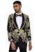 Mens One Button Shawl Lapel Wedding Prom Tuxedo in Shiny Black Paisley
