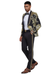 Mens One Button Shawl Lapel Wedding Prom Tuxedo in Shiny Black Paisley