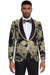 Mens One Button Shawl Lapel Wedding Prom Tuxedo in Shiny Black Paisley
