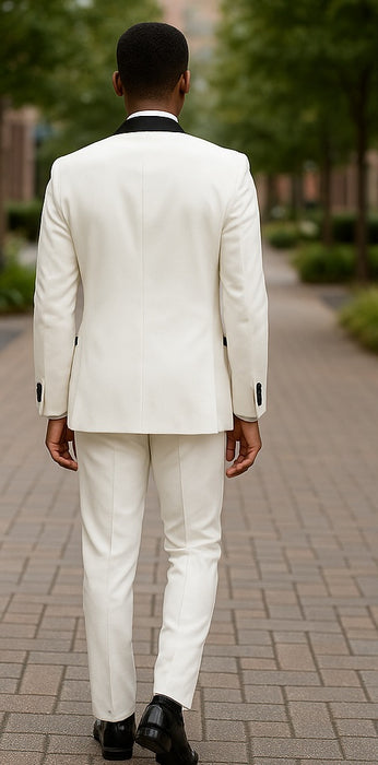Wedding Tuxedo - Groom Suit - White and Black Prom Suit