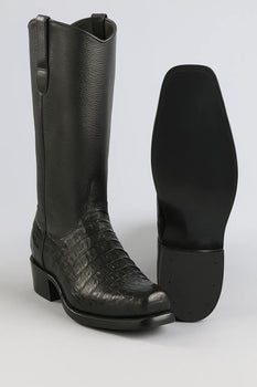 Botines Para Hombre Negro - Western Alligator Skin Los Altos Boots Black Caiman Cowboy Dress Cowboy Boots Cheap Priced For Sales Online (EE) ~ World Best Alligator