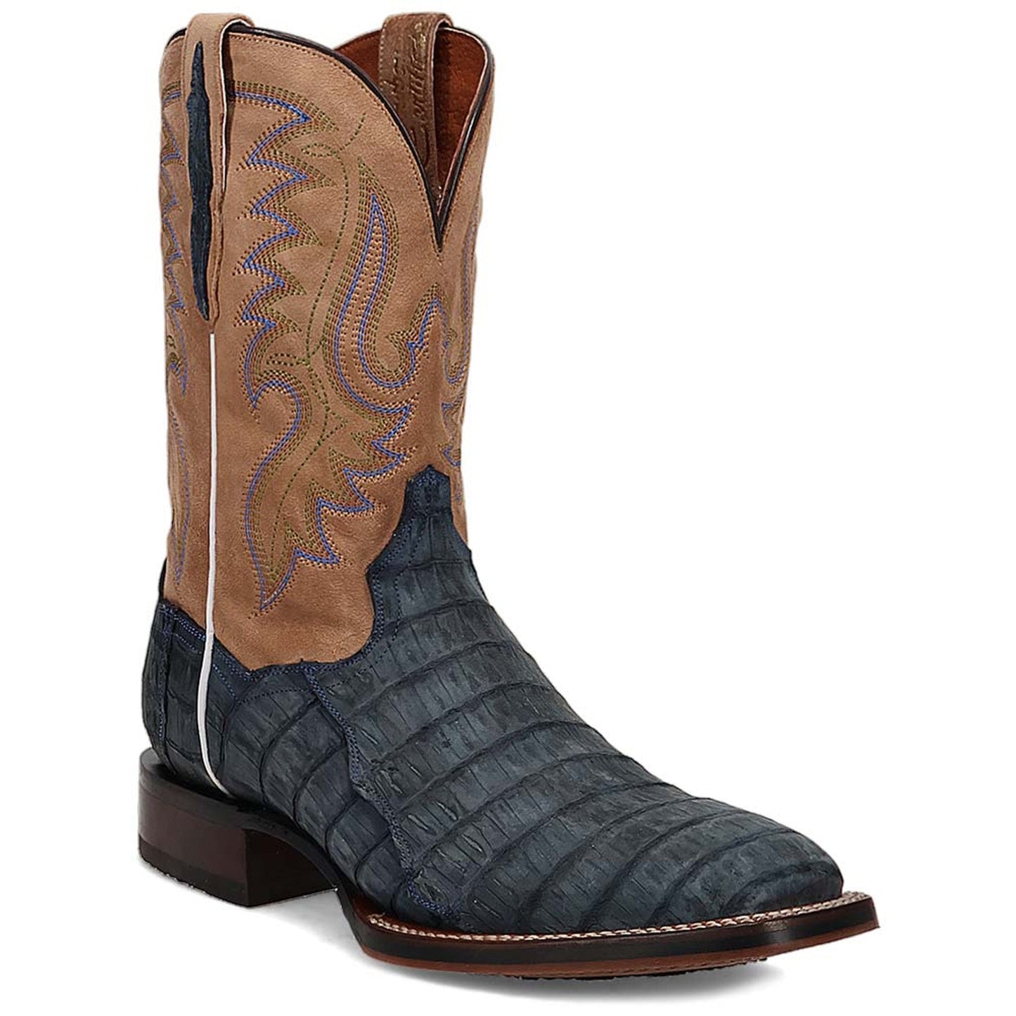 Dan Post Men's Leon Denim & Tan Caiman Square Toe Western Boots - Image 2