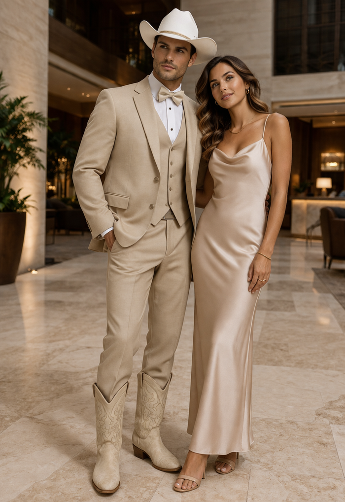 Western Suit - Trajes Para Hombres - Cowboy Formal Attire - Trajes De Novio - Sand