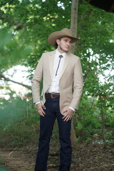 Western Tan Tuxedo Dinner Jacket - Light Khaki Beige Color