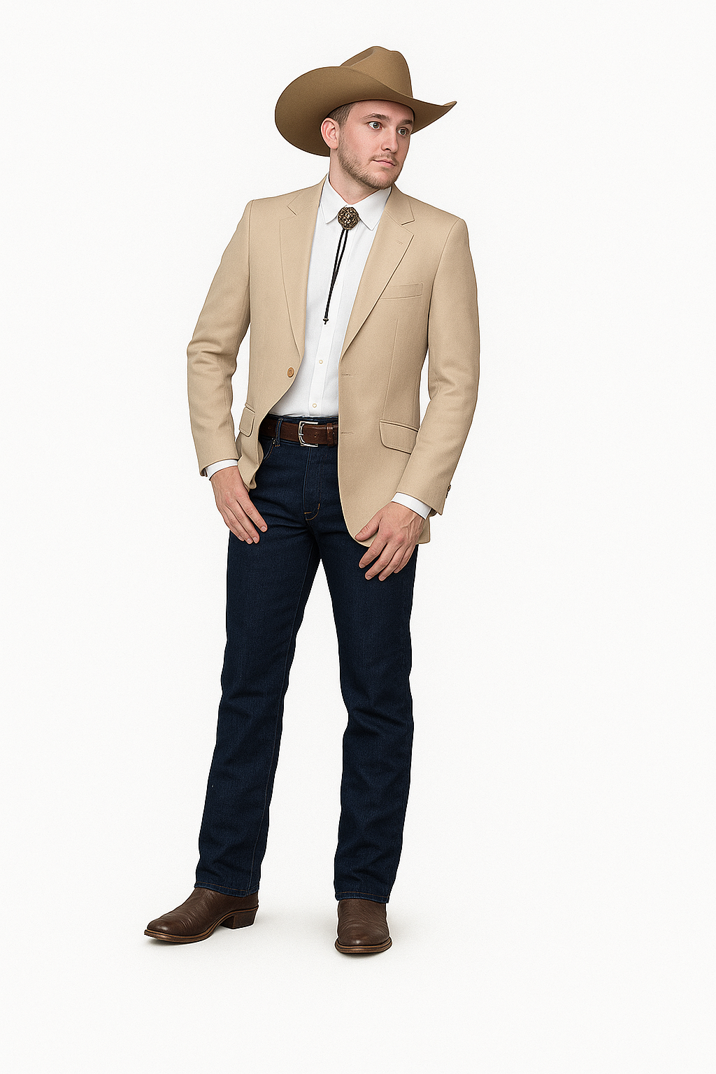 Western Tan Tuxedo Dinner Jacket - Light Khaki Beige Color