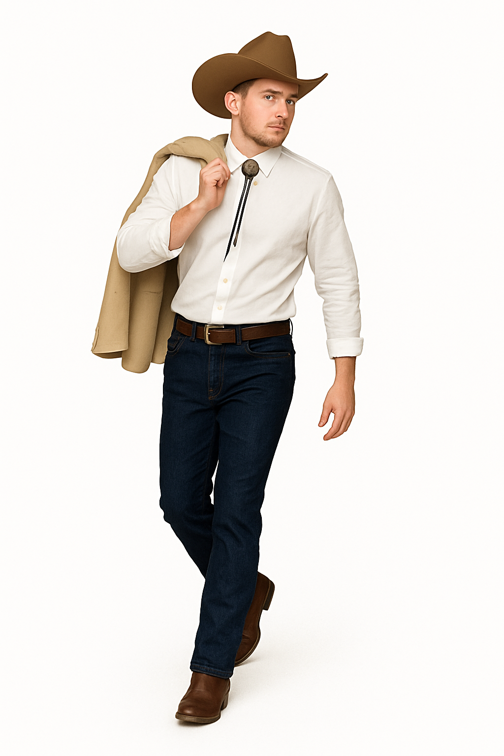 Western Tan Tuxedo Dinner Jacket - Light Khaki Beige Color