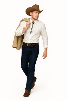 Western Tan Tuxedo Dinner Jacket - Light Khaki Beige Color