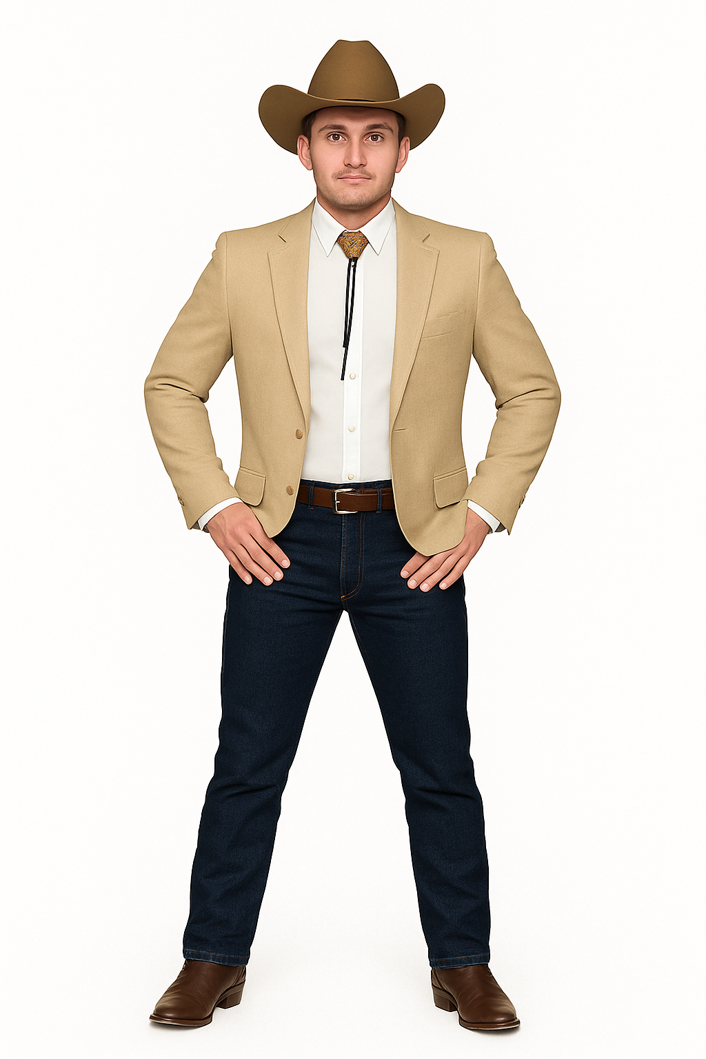 Western Tan Tuxedo Dinner Jacket - Light Khaki Beige Color