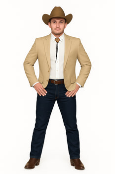 Western Tan Tuxedo Dinner Jacket - Light Khaki Beige Color