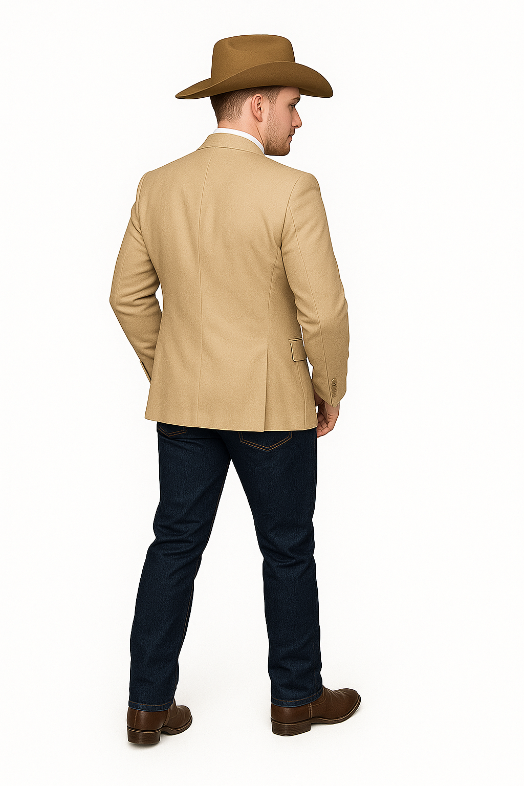 Western Tan Tuxedo Dinner Jacket - Light Khaki Beige Color