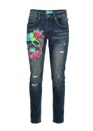 Skinny denim with Skull print