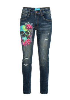 Skinny denim with Skull print