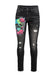 Skinny Denim with Skull print in black