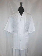 Single Breasted Mini Waffle Print White 5 Buttons Casual Two Piece Walking Outfit For Sale Pant Sets Shirt With Pant Set
