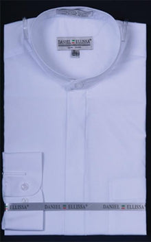 Oriental Mao Chines Style No Collar Banded Collar Preacher Round Style collarless Mandarin White Men's Dress Shirts