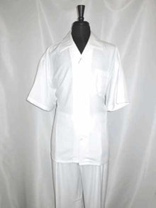 Single Breasted 5 Buttons Short Sleeve Casual Two Piece Walking Outfit For Sale Pant Sets Shirt With Pant Set White