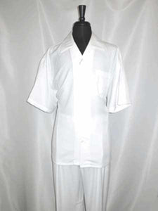 Single Breasted 5 Buttons Short Sleeve Casual Two Piece Walking Outfit For Sale Pant Sets Shirt With Pant Set White