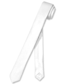 Men's Polyester Solid White Extra Skinny Neck Ties-Men's Neck Ties - Mens Dress Tie - Trendy Mens Ties