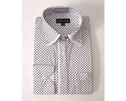Mini Polka Dot Design White Standard Cuff Classic Fit Men's Dress Shirt