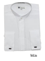 Fashion Hidden Buttons French Cuff Mandarin Collarless Dress Preacher Round Style Shirt White Men's Dress Shirt