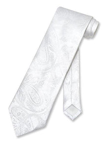 Men's Paisley Pattern White Polyester Neck Tie-Men's Neck Ties - Mens Dress Tie - Trendy Mens Ties